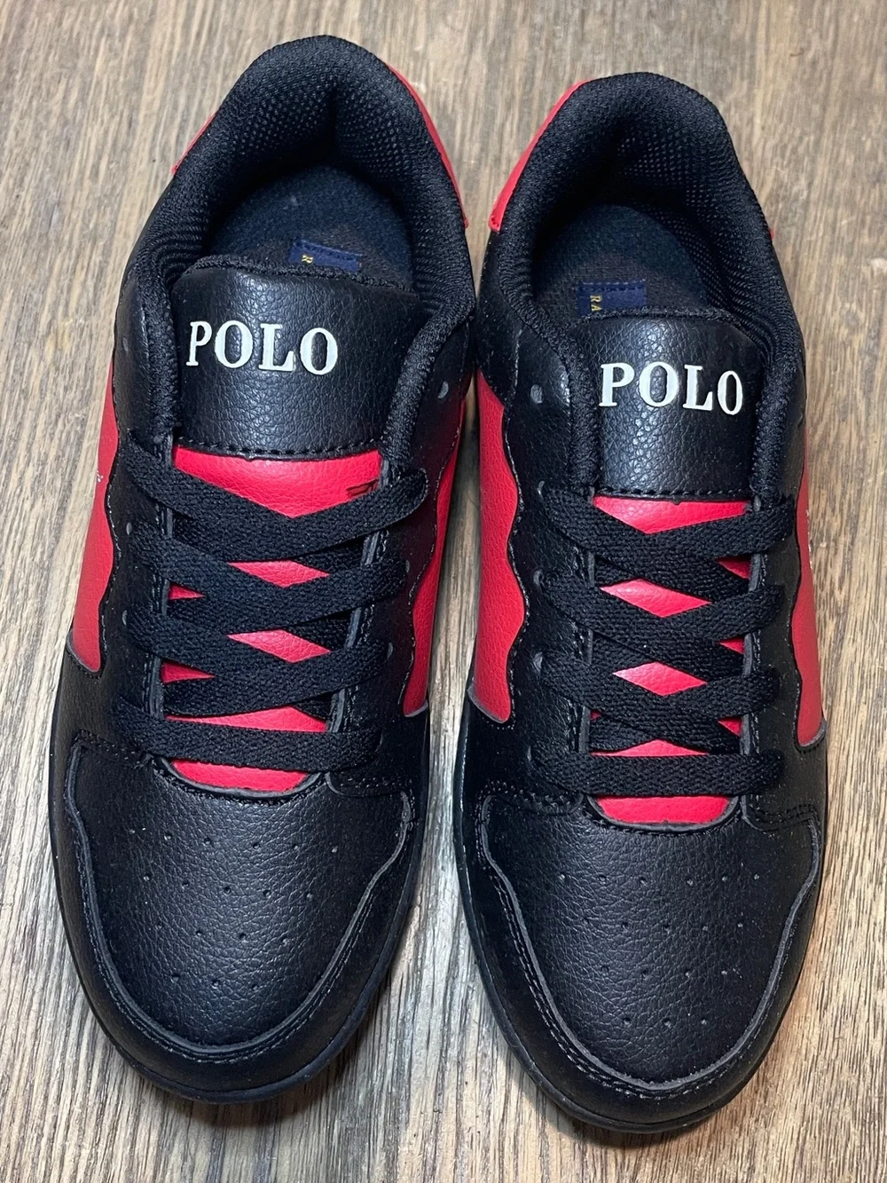 Polo By Ralph Lauren Blk/Red Sneakers, Youth Size 6